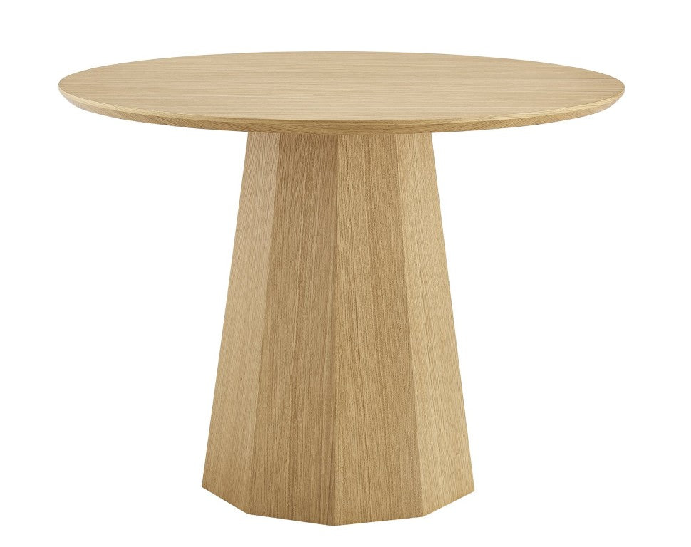 EuroStyle Sidney Round Ash Wood Dining Table Sculptural Base for Contemporary Compact Spaces Oak 91832OAK-KIT