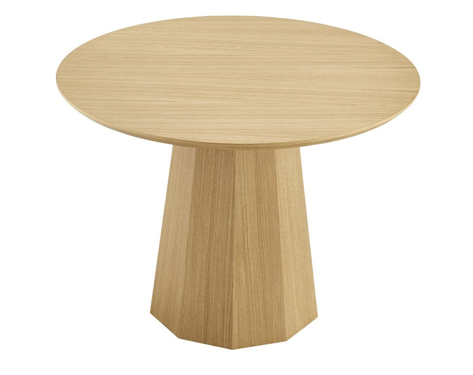 EuroStyle Sidney Round Ash Wood Dining Table Sculptural Base for Contemporary Compact Spaces Oak 91832OAK-KIT