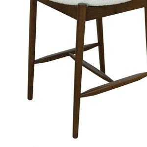 English Elm Christopher Knight Home® - Mid Century Modern Counter Stools Set Of 2 - Stylish Walnut Frame With Plush Beige Boucle Seats N771P205427T