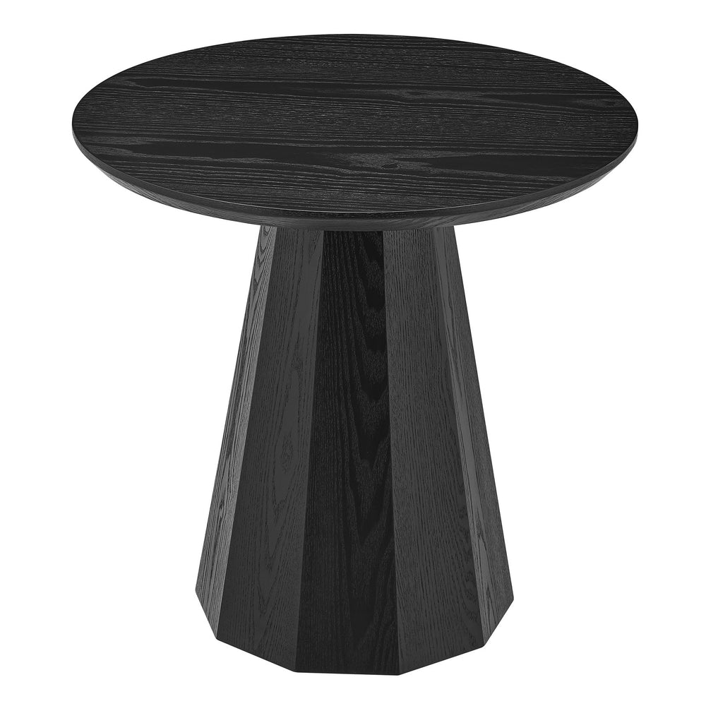 Sidney Round Side Table - Modern Design with Sleek Ash Wood Top & Striking Angular Base for Style