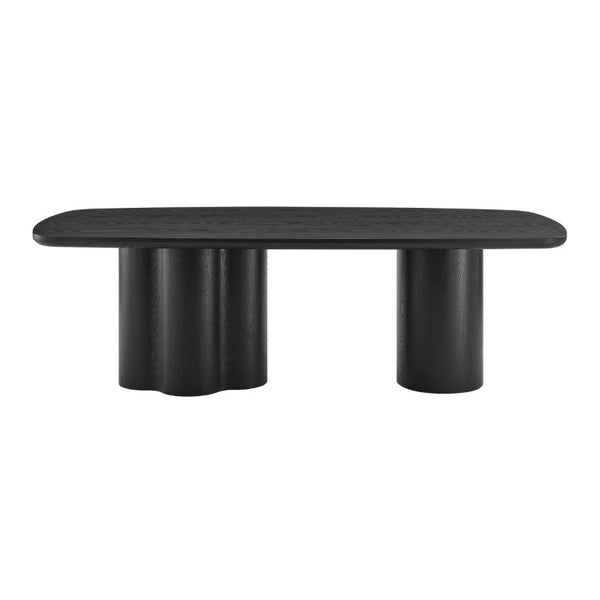 EuroStyle Alve Rectangular Ash Veneer Dining Table Seats 8 with Sculptural Base Design Black 91840BLK-KIT