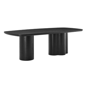 EuroStyle Alve Rectangular Ash Veneer Dining Table Seats 8 with Sculptural Base Design Black 91840BLK-KIT