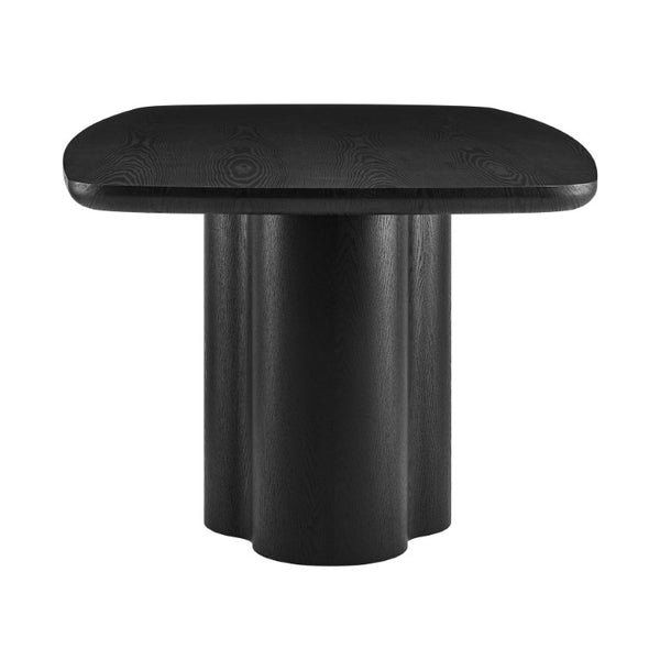 EuroStyle Alve Rectangular Ash Veneer Dining Table Seats 8 with Sculptural Base Design Black 91840BLK-KIT
