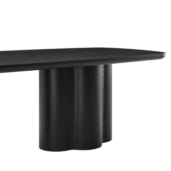 EuroStyle Alve Rectangular Ash Veneer Dining Table Seats 8 with Sculptural Base Design Black 91840BLK-KIT