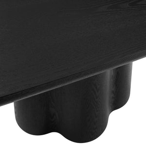 EuroStyle Alve Rectangular Ash Veneer Dining Table Seats 8 with Sculptural Base Design Black 91840BLK-KIT