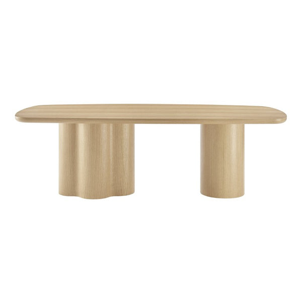 EuroStyle Alve Rectangular Ash Veneer Dining Table Seats 8 with Sculptural Base Design Oak 91840OAK-KIT