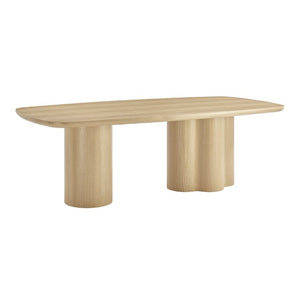 EuroStyle Alve Rectangular Ash Veneer Dining Table Seats 8 with Sculptural Base Design Oak 91840OAK-KIT