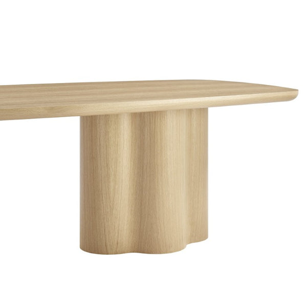 EuroStyle Alve Rectangular Ash Veneer Dining Table Seats 8 with Sculptural Base Design Oak 91840OAK-KIT
