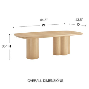 EuroStyle Alve Rectangular Ash Veneer Dining Table Seats 8 with Sculptural Base Design Oak 91840OAK-KIT
