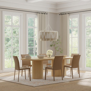 EuroStyle Alve Rectangular Ash Veneer Dining Table Seats 8 with Sculptural Base Design Oak 91840OAK-KIT