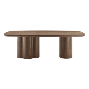 EuroStyle Alve Rectangular Ash Veneer Dining Table Seats 8 with Sculptural Base Design Walnut 91840WAL-KIT