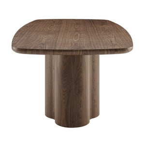 EuroStyle Alve Rectangular Ash Veneer Dining Table Seats 8 with Sculptural Base Design Walnut 91840WAL-KIT