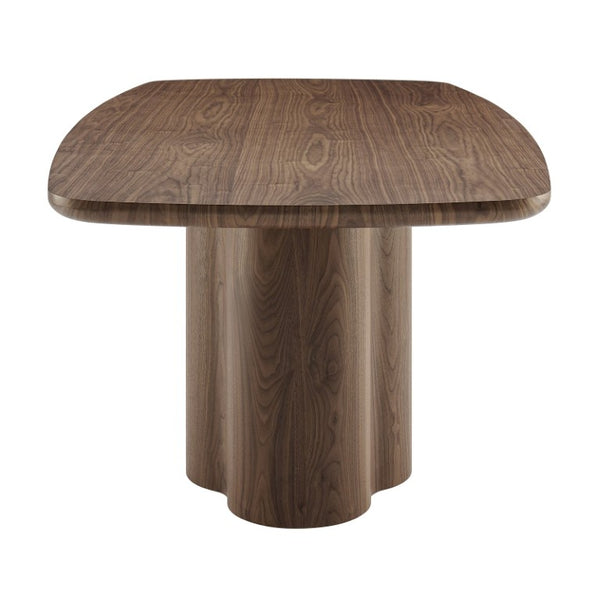 EuroStyle Alve Rectangular Ash Veneer Dining Table Seats 8 with Sculptural Base Design Walnut 91840WAL-KIT