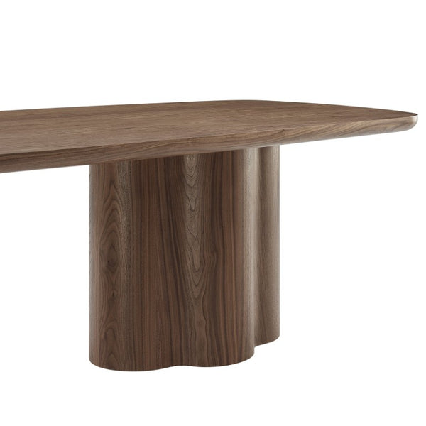 EuroStyle Alve Rectangular Ash Veneer Dining Table Seats 8 with Sculptural Base Design Walnut 91840WAL-KIT