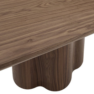 EuroStyle Alve Rectangular Ash Veneer Dining Table Seats 8 with Sculptural Base Design Walnut 91840WAL-KIT