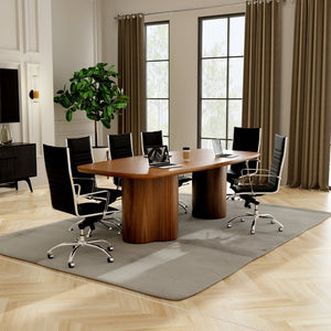 EuroStyle Alve Rectangular Ash Veneer Dining Table Seats 8 with Sculptural Base Design Walnut 91840WAL-KIT