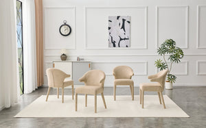 English Elm Modern Chenille Linen Accent Chair Sculptural Hollow Back Swivel Seat for Dining Vanity Khaki W3493P456190