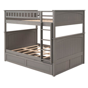 English Elm Full Over Bunk Bed with Trundle Solid Pine Wood Kids Bedroom Sleeper LT000044AAN-1