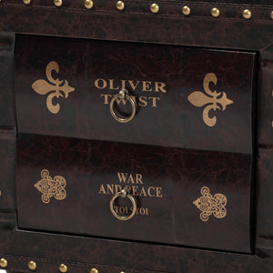 Baxton Studio Baxton Studio Rustic Antique Style Dark Brown Faux Leather Storage Ottoman with Book Spine Drawer HY2A487-Black-Otto