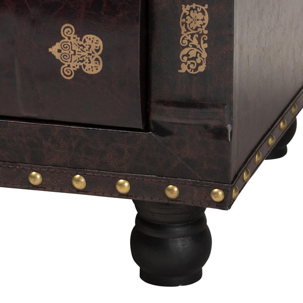 Baxton Studio Baxton Studio Rustic Antique Style Dark Brown Faux Leather Storage Ottoman with Book Spine Drawer HY2A487-Black-Otto