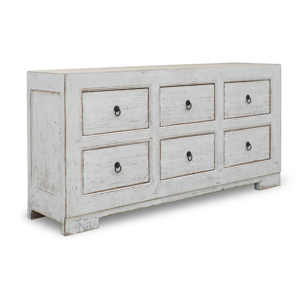 Lilys Two Tones Capri Chest Of Drawers Distressed White  68X18X35H 9185W-M