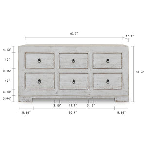 Lilys Two Tones Capri Chest Of Drawers Distressed White  68X18X35H 9185W-M