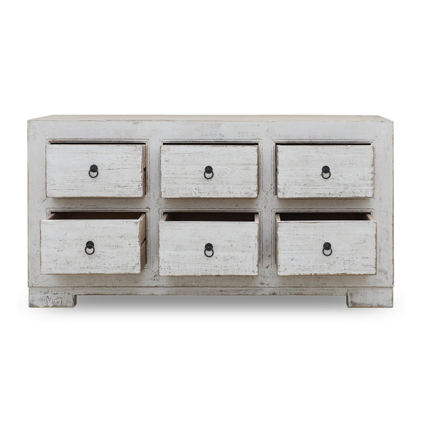 Lilys Two Tones Capri Chest Of Drawers Distressed White  68X18X35H 9185W-M