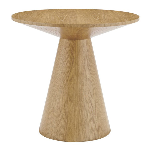 EuroStyle Wesley Round Oak Veneer Side Table for Scandinavian and Contemporary Living Spaces 91850OAK-KIT