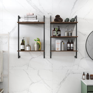 English Elm 3 Tier and 2 Tier Wood Floating Shelves - Heavy Duty Wall Mounted Bathroom Storage Organizer, Rustic Decor W331P279736