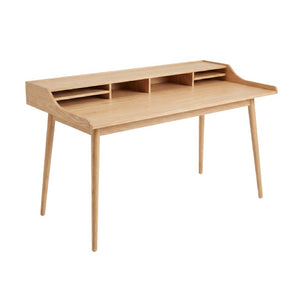 EuroStyle Flavio Writing Desk with Six Open Shelves in Warm Ash and Veneer for Home Offices Oak 91855-OAK