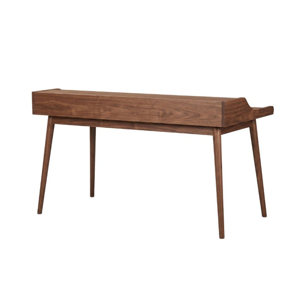 EuroStyle Flavio Writing Desk with Six Open Shelves in Warm Ash and Veneer for Home Offices Walnut 91855-WAL