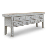 Lilys Amalfi Tow Tones 7  Drawers Sideboard Distressed White 98X16.7X35H 9186-W