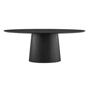 EuroStyle Deodat Oval Dining Table Seats Eight with Lacquer Finish and Beveled Edge Detail Matte Black 30 H 91860BLK-KIT