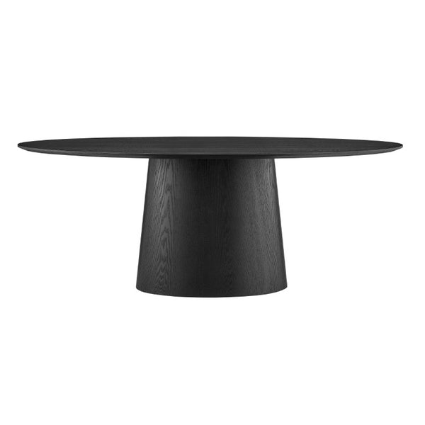 EuroStyle Deodat Oval Dining Table Seats Eight with Lacquer Finish and Beveled Edge Detail Matte Black 30 H 91860BLK-KIT