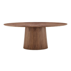 EuroStyle Deodat Oval Dining Table Seats Eight with Lacquer Finish and Beveled Edge Detail Walnut 30 H 91860WAL-KIT