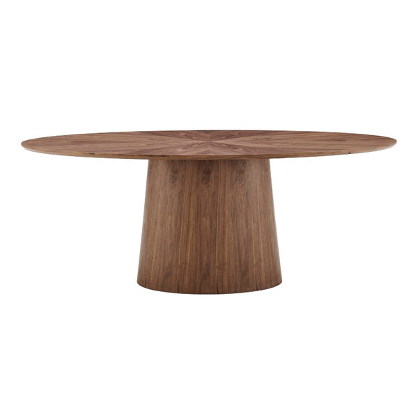 EuroStyle Deodat Oval Dining Table Seats Eight with Lacquer Finish and Beveled Edge Detail Walnut 30 H 91860WAL-KIT