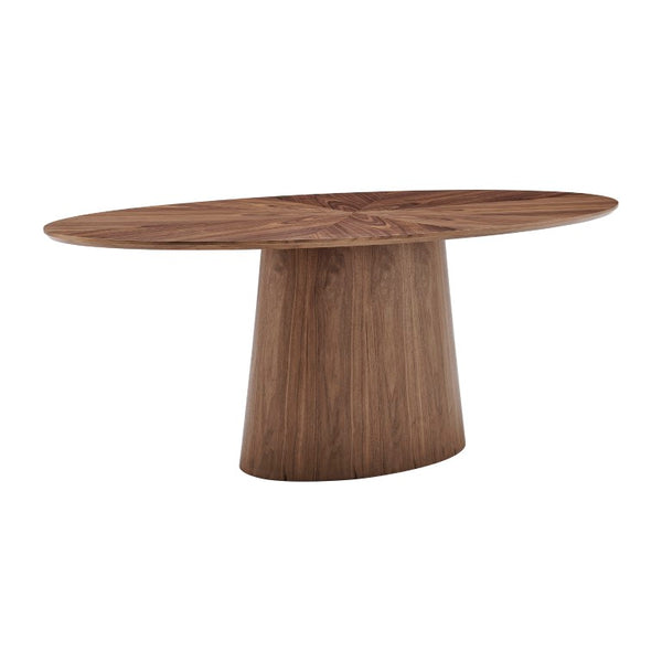 EuroStyle Deodat Oval Dining Table Seats Eight with Lacquer Finish and Beveled Edge Detail Walnut 30 H 91860WAL-KIT