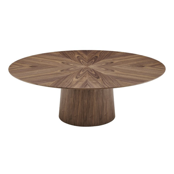 EuroStyle Deodat Oval Dining Table Seats Eight with Lacquer Finish and Beveled Edge Detail Walnut 30 H 91860WAL-KIT