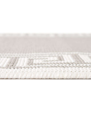 Unique Loom Outdoor Coastal Caye Machine Made Border Rug Gray, Ivory 5' 3" x 8' 0"