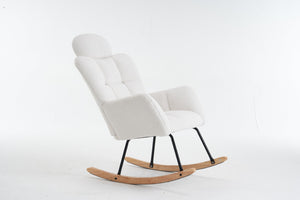 English Elm 055-teddy Plush Fabric Nursery Glider with High Back Support and Modern Rocking Base W527P228306