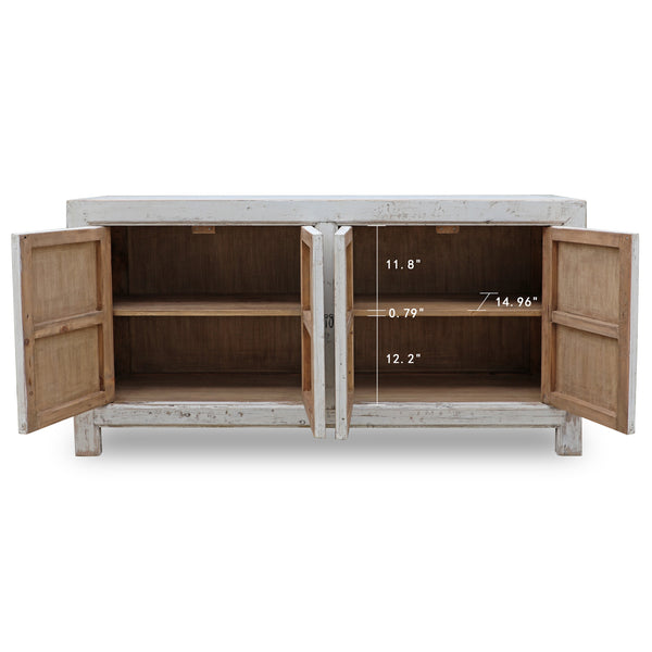 Lilys Tropea 4 Doors Sideboard Distressed White  70.9X17.7X35.4H 9187W-M
