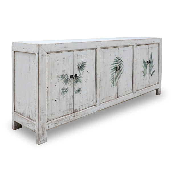 Lilys Tropea 6 Doors Sideboard Distressed White 86.6X17.7X35.4H 9187W-L