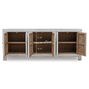 Lilys Tropea 6 Doors Sideboard Distressed White 86.6X17.7X35.4H 9187W-L