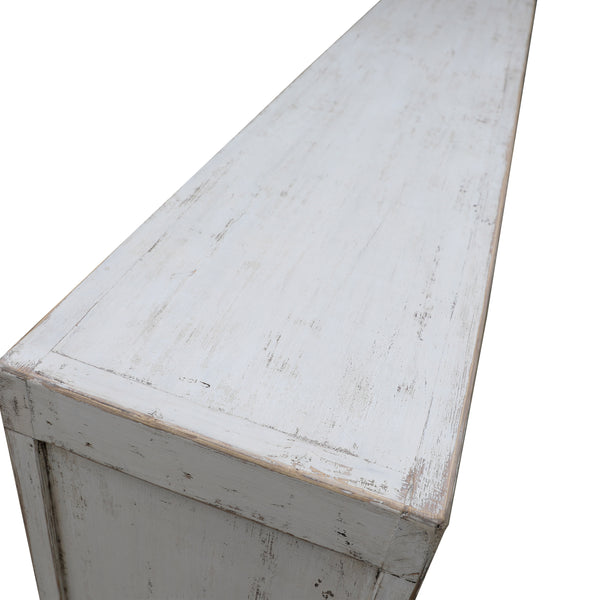 Lilys Tropea 6 Doors Sideboard Distressed White 86.6X17.7X35.4H 9187W-L
