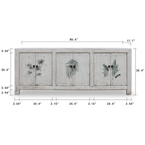Lilys Tropea 6 Doors Sideboard Distressed White 86.6X17.7X35.4H 9187W-L