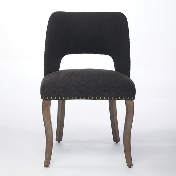 English Elm Wooden Modern Fabric Dining Chairs Set of 2 with Dual-Rebound Cushion & Curved Solid Wood Legs for Stylish Comfort Black W1143P372911