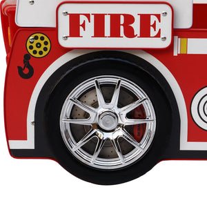 English Elm Little Heroes Fire Truck Bed - Cozy Low-Profile Floor Bed With Led Light For Imaginative Playtime Fun W2237S00022