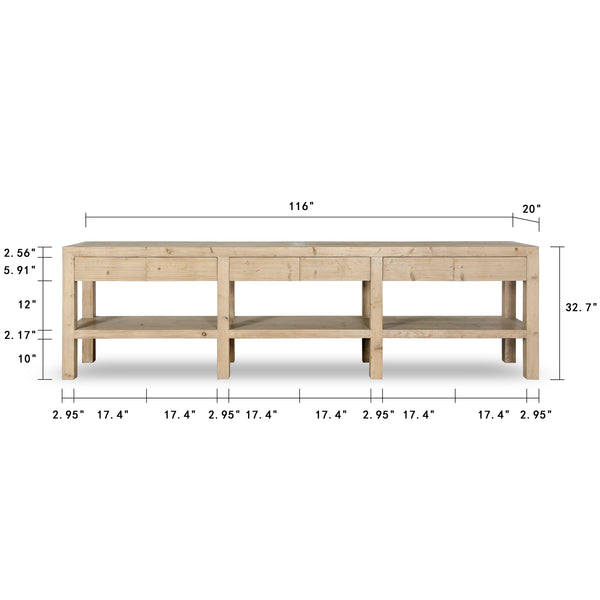Lilys Capri Console Table With 6 Hiding Drawers 116X20X32.5H 9188L-NA