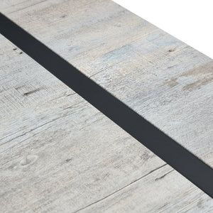 English Elm Industrial Rectangular MDF Light Gray Patterned Dining Table for 4-6 with 1.5" Top & Sturdy Black Metal Legs W1151P209828