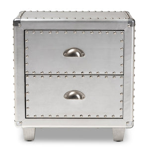 Baxton Studio Baxton Studio Industrial Silver Metal End Table with 2 Drawers – Vintage Charm & Modern Storage JY17B170-Silver-ET
